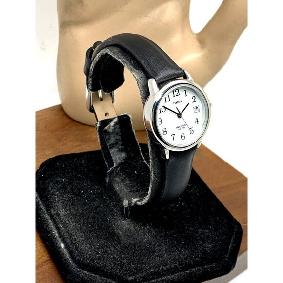 Timex Women\'s Watch T2H331 Indiglo Quartz Black Leather Band Petite Date… main image 13